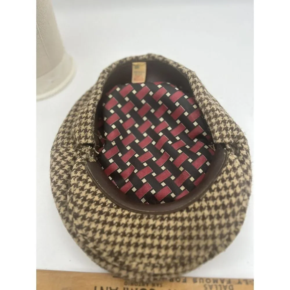 100% WOOL TWEED 6 PANELS CAP Classic Driving Newsboy‎ Gatsby Motoring VINTAGE